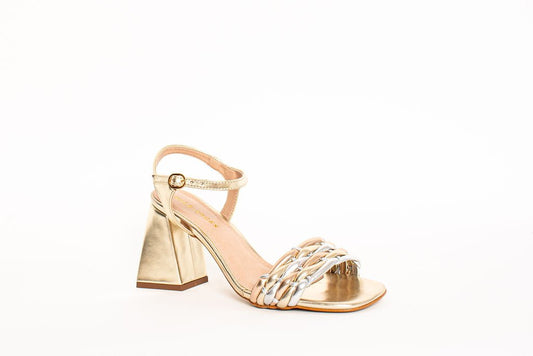 Eli Block Heel Sandal Gold Metallic Heels by Sole Shoes NZ H31B-36