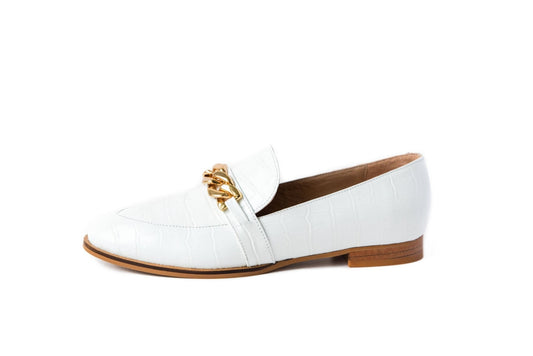Lux Loafer White Flats by Sole Shoes NZ F11-35
