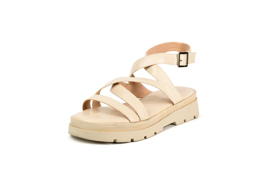 Sofia Sandal Cream Flats by Sole Shoes NZ F28C-36