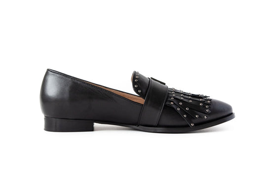 Stud Loafer Black Flats by Sole Shoes NZ F10-35