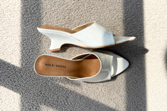 White Leather Wedge Mule – Cleo