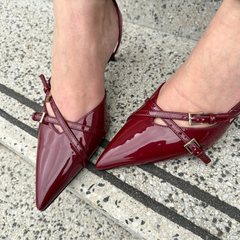Wine Leather Kitten Heel – Alessia