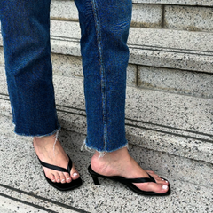 Black Kitten Heel Thong Sandal - Sid