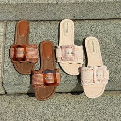 Cream Raffia Flat – Isla