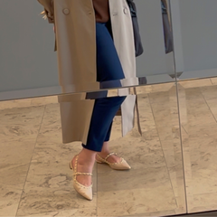 Nude Leather Slingback Flats – Camille