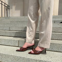 Coffee Brown Patent Leather Mule Heel - Milan