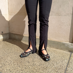 Black Floral Mesh Ballet Flat – Elise