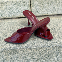 Wine Leather Mule Heel - Milan