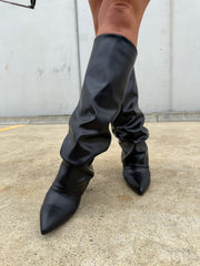 Black Fold-Over LEATHER Boots - Ray