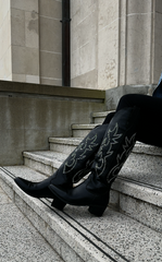 Black Stitch Western Knee-High Boot – Rodeo