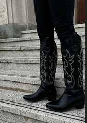 Black Stitch Western Knee-High Boot – Rodeo
