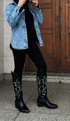 Black Stitch Western Knee-High Boot – Rodeo