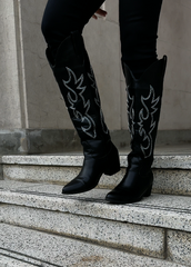 Black Stitch Western Knee-High Boot – Rodeo