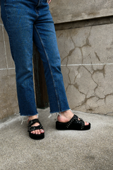 Black Studded Chunky Slides - Luna