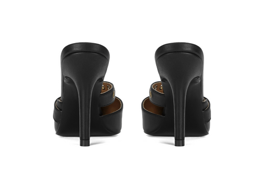 Black Leather Mule - Mara