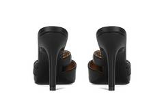 Black Leather Mule - Mara