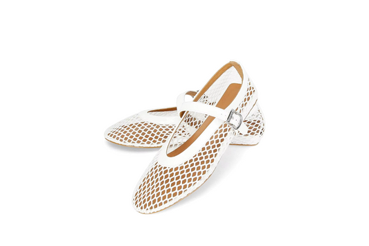 White Mesh Flats - Sienna