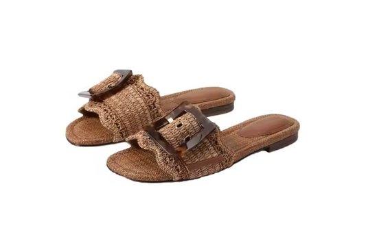 Cream Raffia Flat – Isla