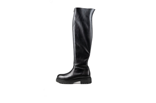 Chester Knee High Combat Boot Black Boots by Sole Shoes NZ LB5-36W 2000