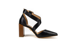 Debbie Strap Block Heels Black Heels by Sole Shoes NZ H4-36