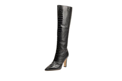 Fantasy Croc Leather Knee-high boots Black Boots by Sole Shoes NZ LB7-36