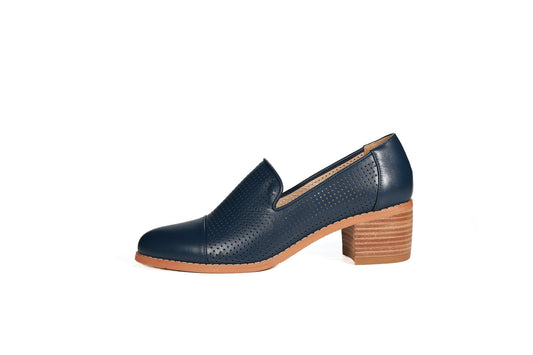Harris Leather Loafers Navy Flats by Sole Shoes NZ F23-36