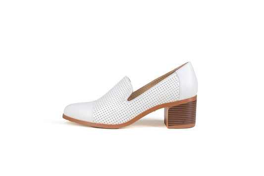 Harris Leather Loafers White Flats by Sole Shoes NZ F23-36