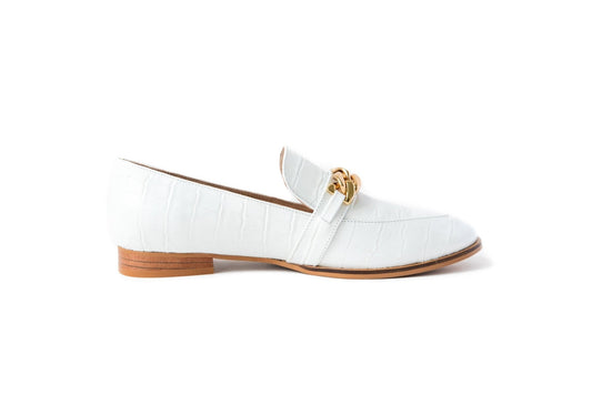 Lux Loafer White Flats by Sole Shoes NZ F11-35