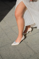 Macy Kitten Heel Cream Heels by Sole Shoes NZ H30C-36