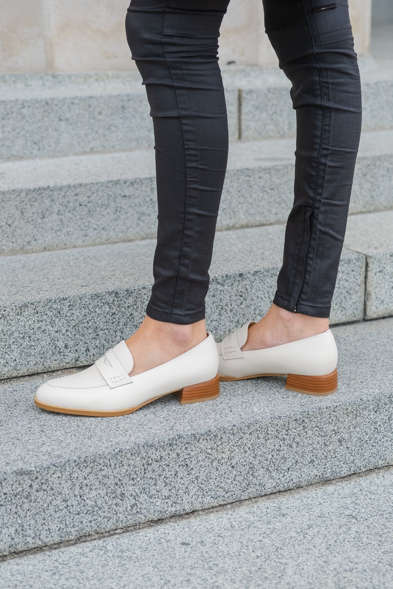 Marcel Leather Loafer Bone Flats by Sole Shoes NZ F24-36