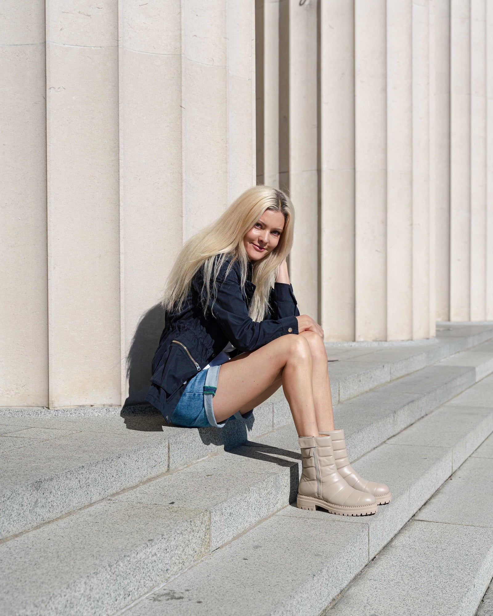 Olivia Combat Boot Cream SAMPLE by Sole Shoes NZ AB15-38 SAMPLE