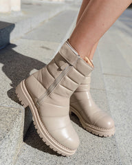 Olivia Combat Boot Cream Boots by Sole Shoes NZ AB15-36