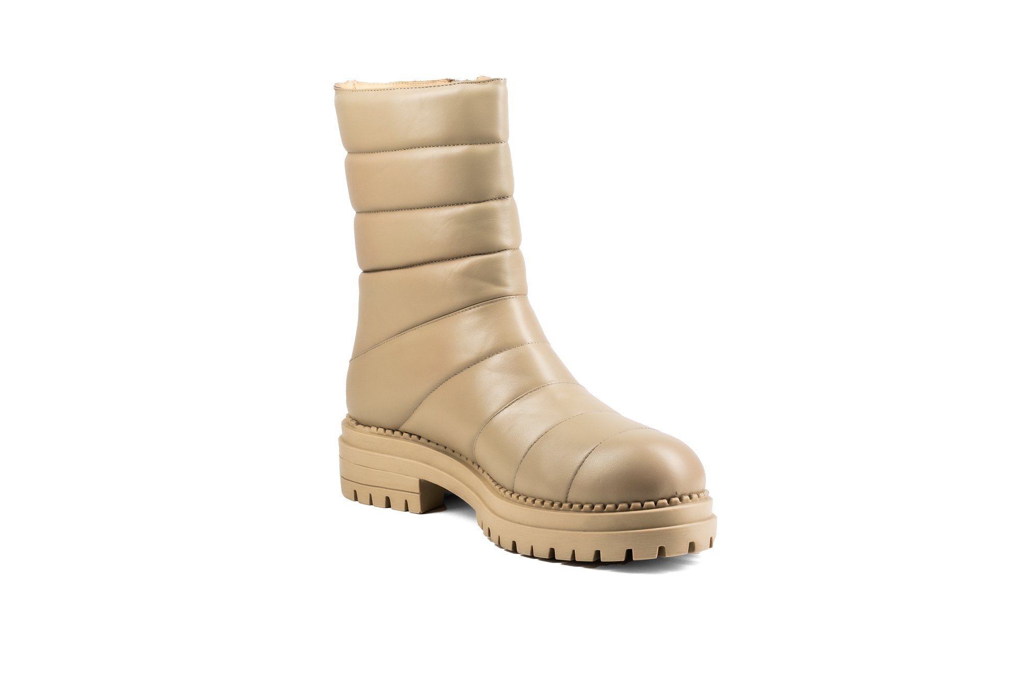 Olivia Combat Boot Cream Boots by Sole Shoes NZ AB15-36