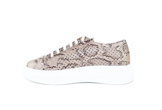 Paris Sneaker Brown Snake Flats by Sole Shoes NZ F7-36