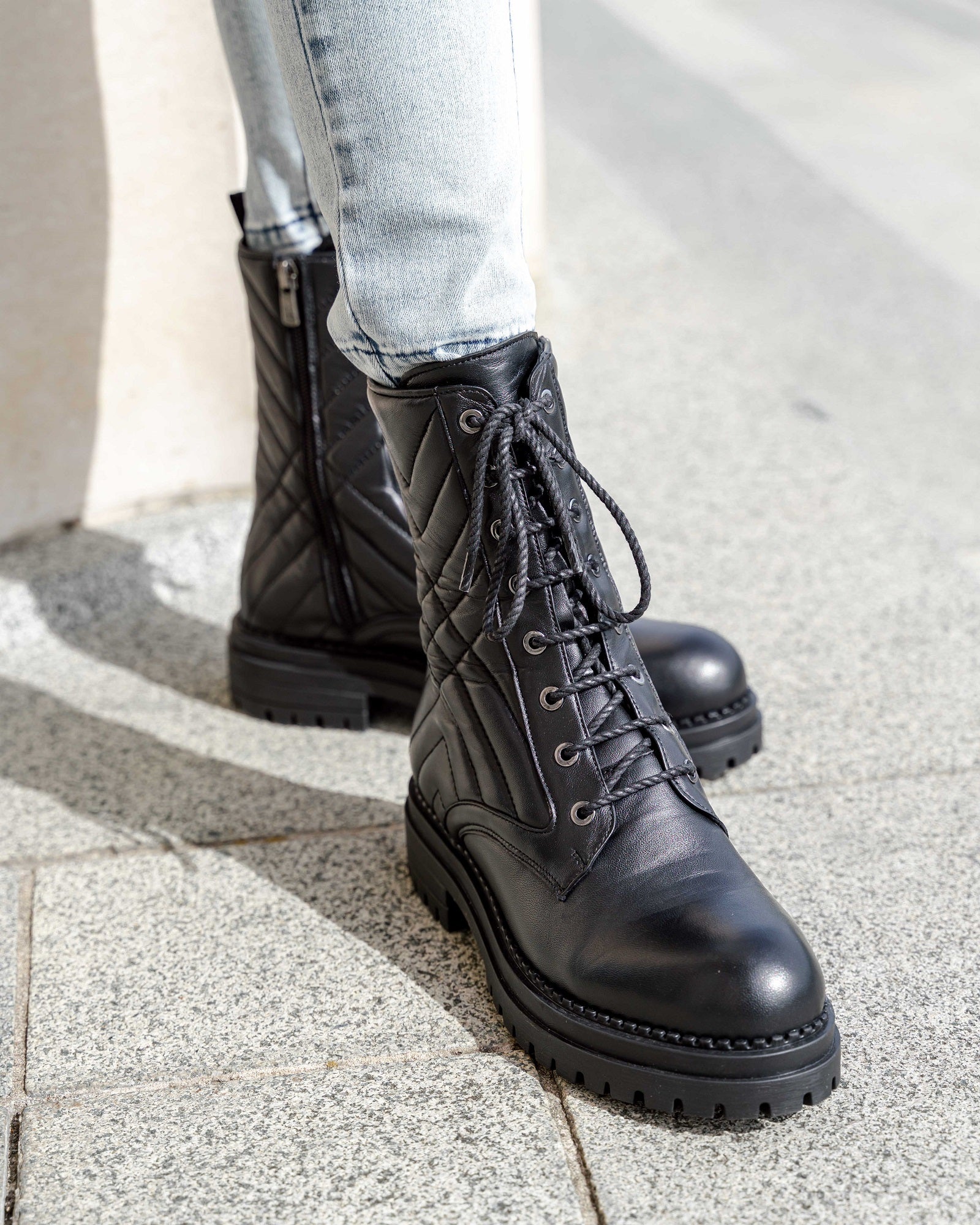 Riley Combat Boot Black Boots by Sole Shoes NZ AB13-36