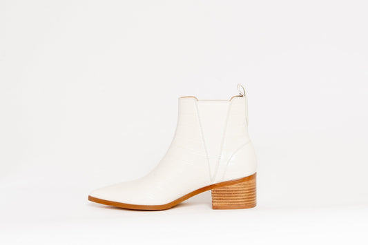River Croco Leather Ankle Boot Cream Boots by Sole Shoes NZ AB17-36 2000