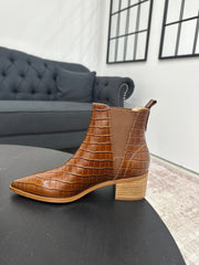 River Croco Leather Ankle Boot Tan Boots by Sole Shoes NZ AB17-36