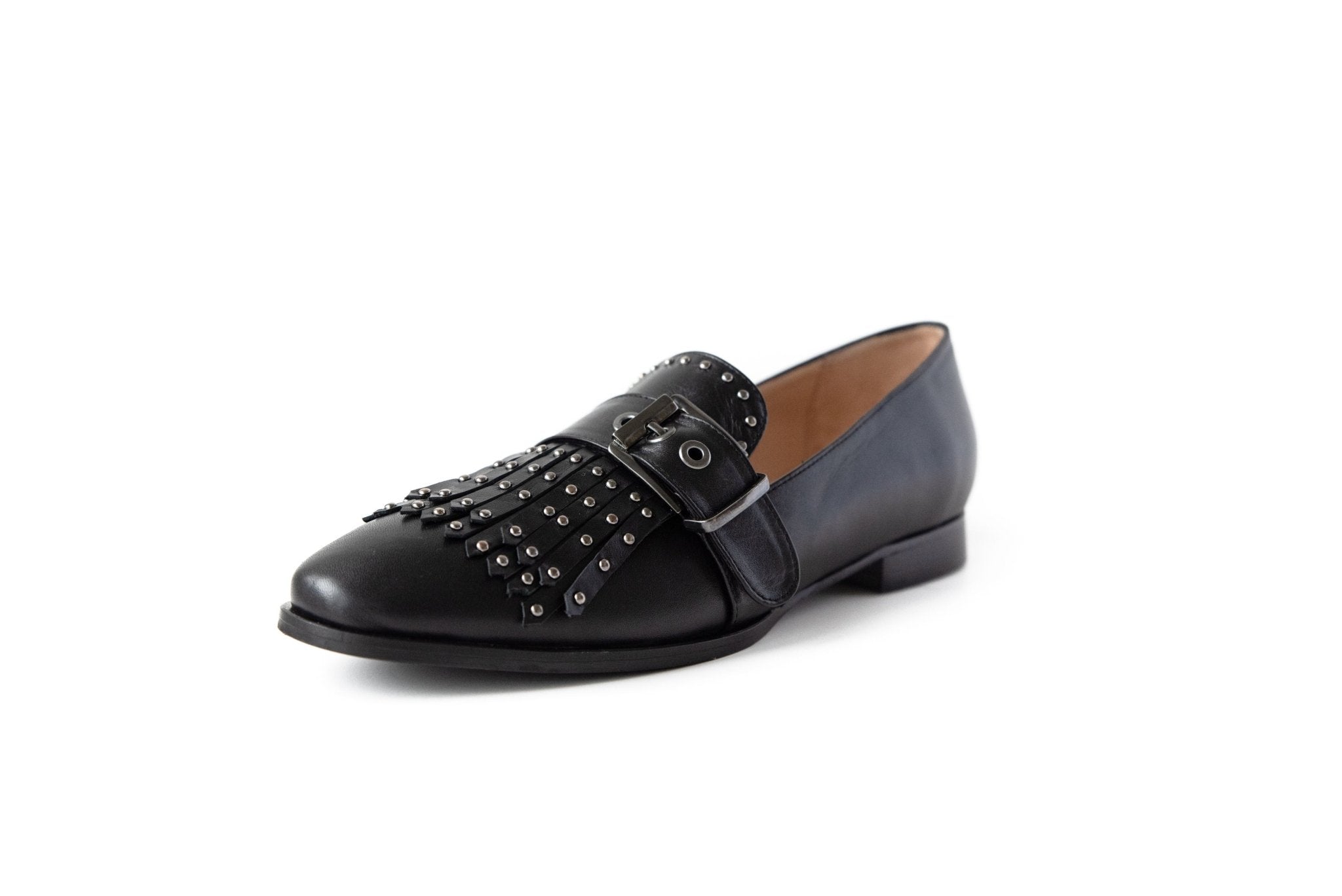 Stud Loafer Black Flats by Sole Shoes NZ F10-35
