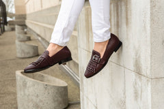 Stud Loafer Burgundy Flats by Sole Shoes NZ F9-35