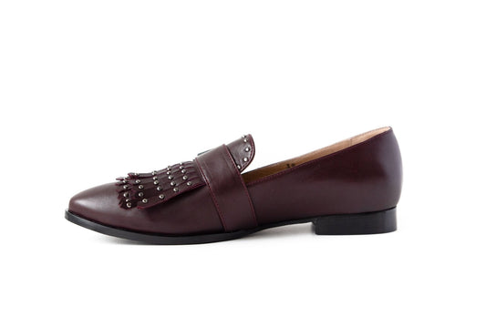 Stud Loafer Burgundy Flats by Sole Shoes NZ F9-35 2048